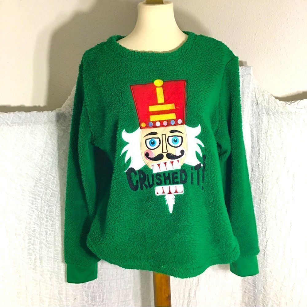 Briefly Stated Christmas Nutcracker Green Sweater Size XL